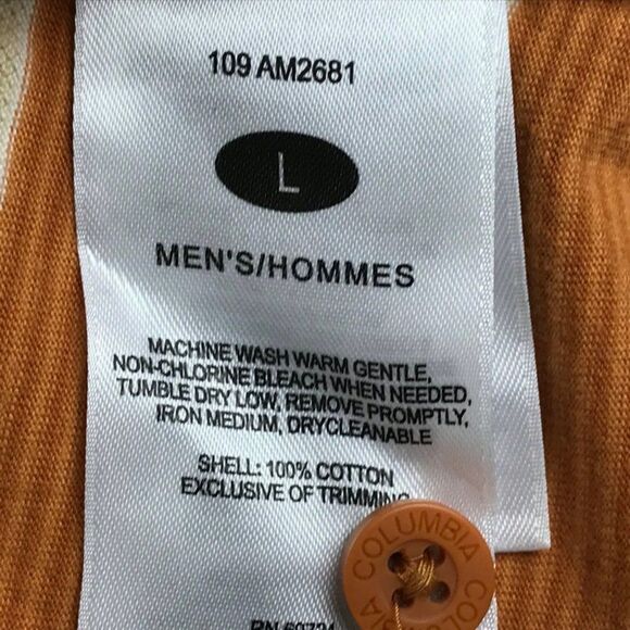 Columbia Polo Shirt Men's Large 100% Cotton Short Sleeve Orange Striped Casual - Picture 7 of 7